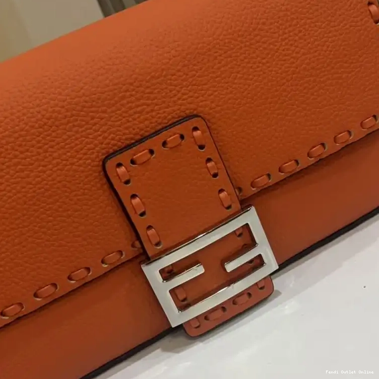 Affordable In Medium Selleria Bag Fendi Romano Baguette Leather Cuoio Orange 0701